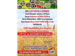 CHP İLÇE ÖRGÜTÜ “ÇİFTÇİ VE HAYVANCILIK” PANELİ DÜZENLİYOR